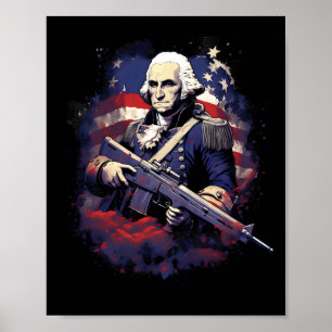 Affiche George Washington Sur L'Indépendance 4 juillet