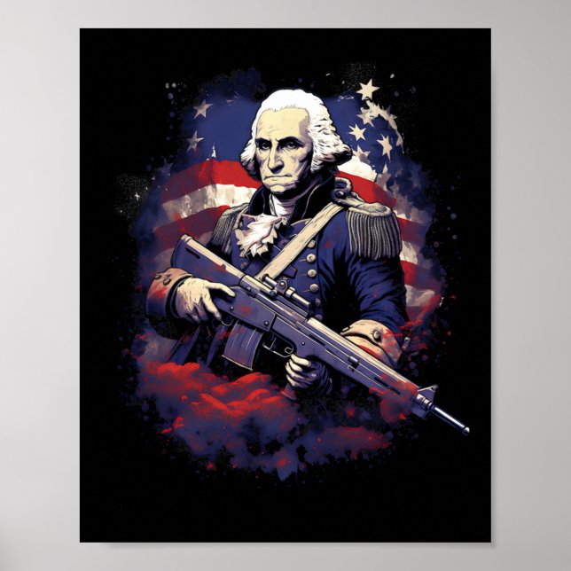 Affiche George Washington Sur L'Indépendance 4 juillet (Devant)