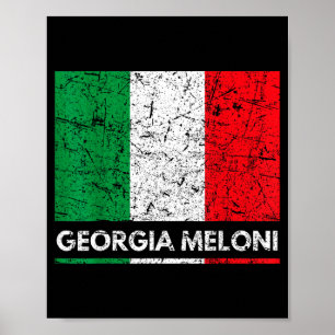 Affiche Georgia Meloni héros italien Drapeau de l'Italie