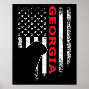 Affiche Géorgie Drapeau Usa Patriotique. Ga Style Vintage 