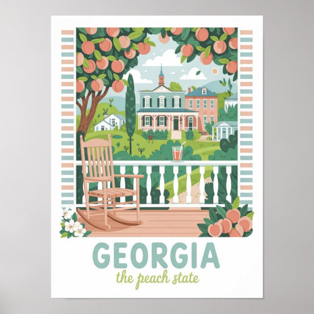 Affiche Géorgie Peach State USA Summer Travel (Devant)