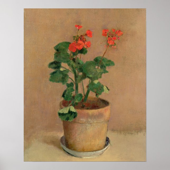 Affiche Geraniums dans un pot, c.1905 (huile sur toile) (Devant)