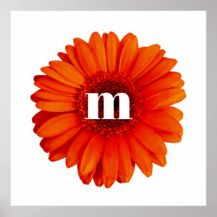 Affiche Gerbera Daisy Monogramme initial