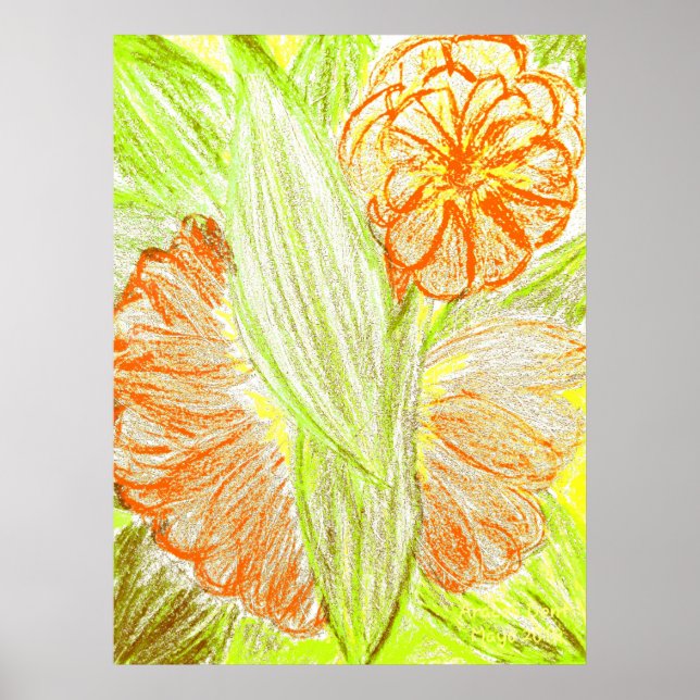 Affiche Gerbera et Aspidistra elatior, (Devant)