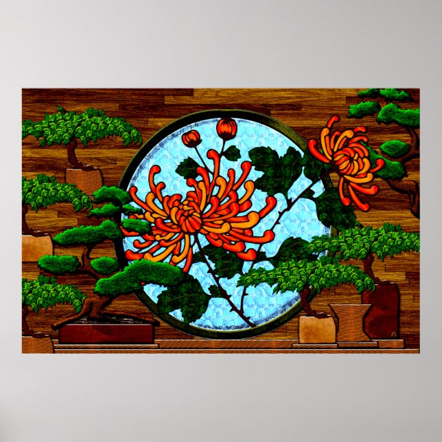 Affiche Gerbera et Bonsai Trees (Poster Semi-Gloss) (Devant)