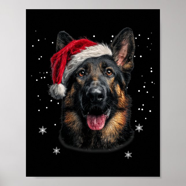 Affiche German Shepherd Christmas Funny Santa Hat Dog Xmas (Devant)