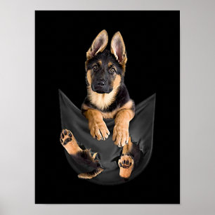 Affiche German Shepherd In Pocket T-Shirt Funny Dog Lover