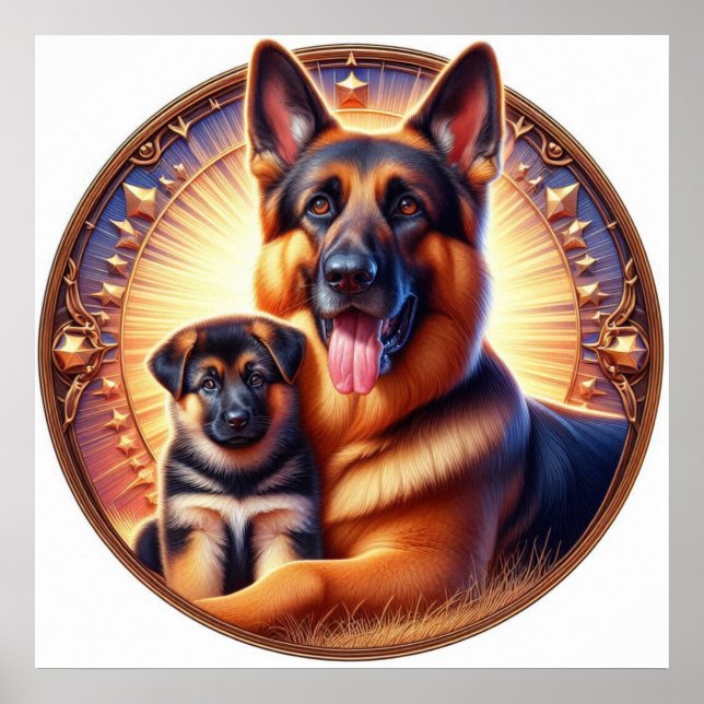 Affiche German Shepherd Mom and Pup 02X (Devant)