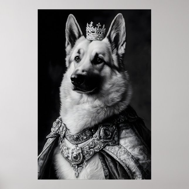 Affiche German Shepherd Renaissance Portrait, Funny Dog (Devant)