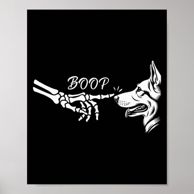 Affiche German Shepherd Skeleton Hand Boop Halloween Pet W (Devant)