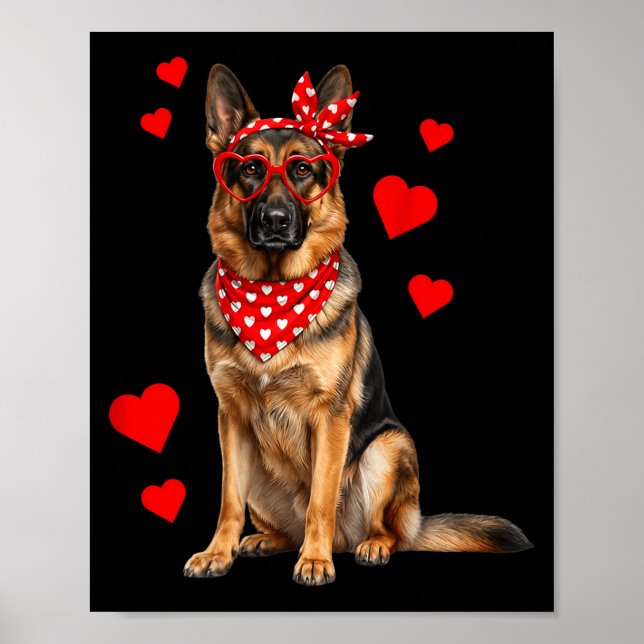 Affiche German Shepherd Valentines Day Dog Lover Heart  (Devant)