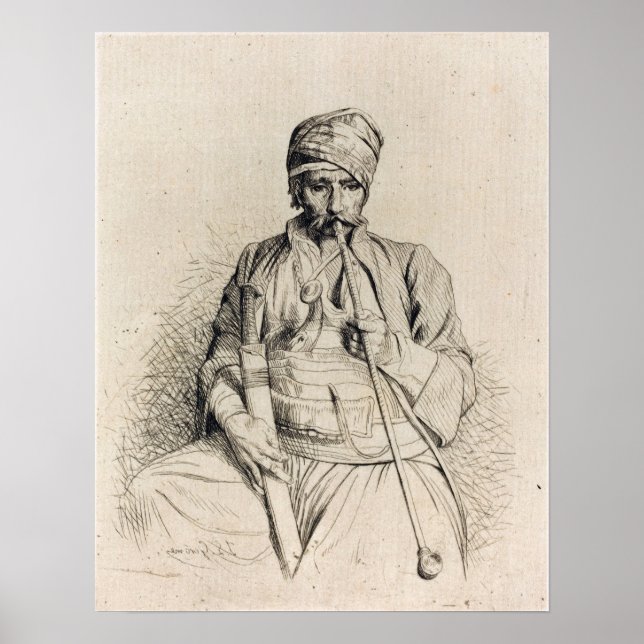 Affiche Gérôme - Arabe assis avec pipe 1864 (Devant)
