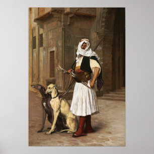 Affiche Gérôme - Arnaut Avec Deux Chiens Whippets 1867
