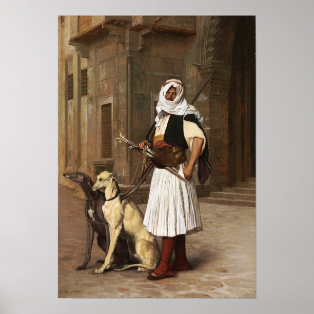 Affiche Gérôme - Arnaut Avec Deux Chiens Whippets 1867 (Devant)