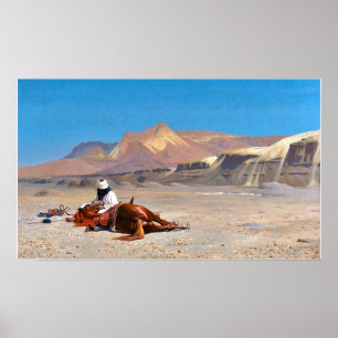 Affiche Gérôme - Cavalier et sa monture dans le désert