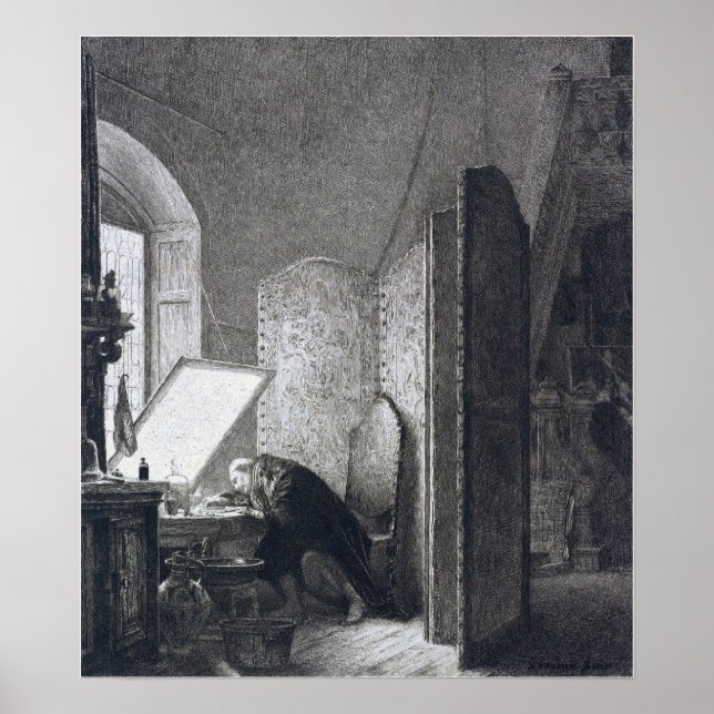 Affiche Gérôme - Rembrandt Dans Son Atelier (Devant)