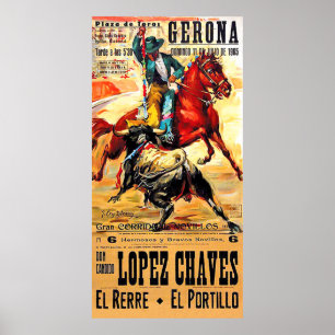 Affiche Gerona Bullfighting, Spain, Corrida,vintage travel