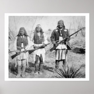 Affiche Geronimo et trois de ses guerriers Apache, 1886 (b