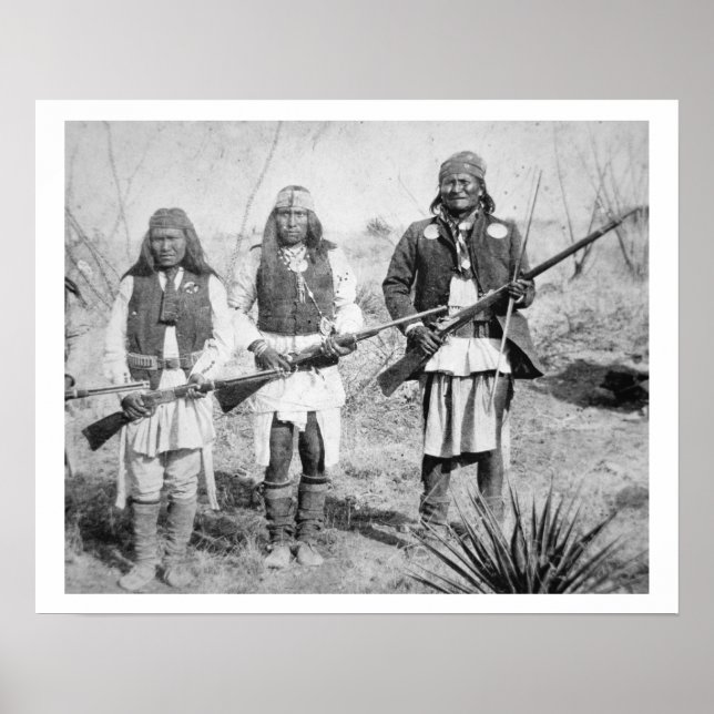 Affiche Geronimo et trois de ses guerriers Apache, 1886 (b (Devant)