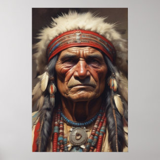 Affiche Geronimo Portrait du chef guerrier indien