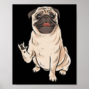 Affiche Geste de la main ASL pour chien PUG J'T'AIME Perte