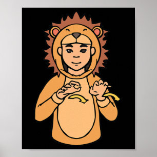 Affiche Geste de la main Lion ASL Sensibilisation à la sur