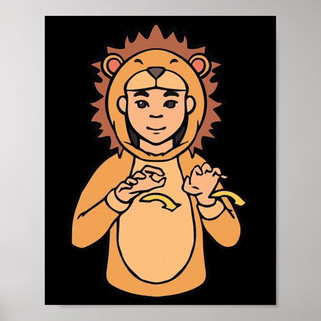 Affiche Geste de la main Lion ASL Sensibilisation à la sur (Devant)