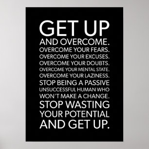 Affiche Get Up And Overcome - Gym, Hustle, Success