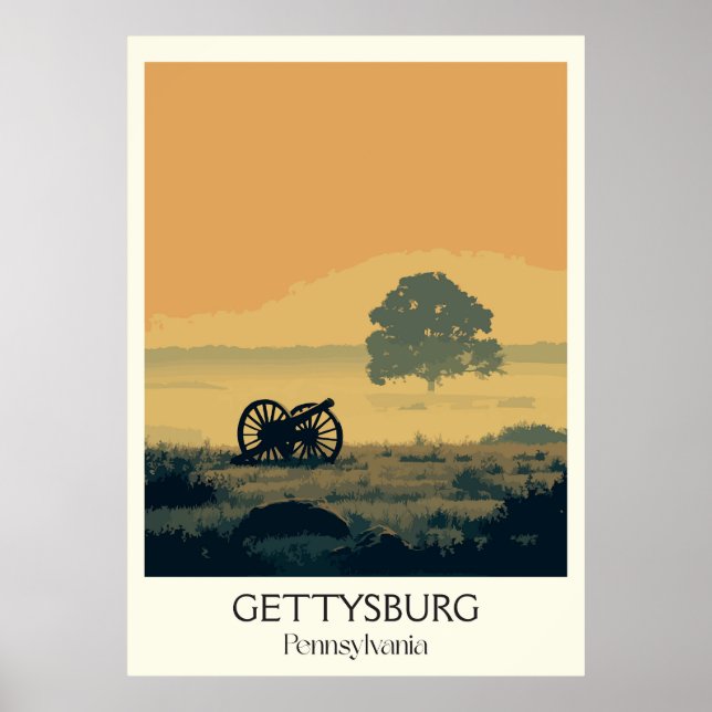 Affiche Gettysburg Pennsylvanie Vintage Battlefield Art (Devant)