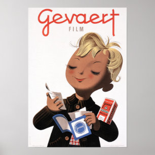 Affiche GEVAERT FILM Belgique Photographie Art rétro