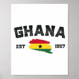 Affiche Ghana Est. Jour de l'indépendance du drapeau ghané