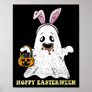 Affiche Ghost Bunny Hoppy Oeufs de Pâques Chasse Printemps
