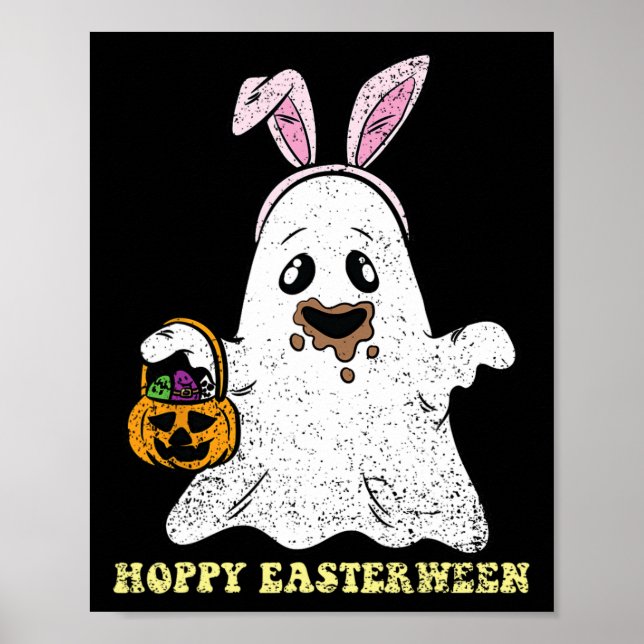 Affiche Ghost Bunny Hoppy Oeufs de Pâques Chasse Printemps (Devant)
