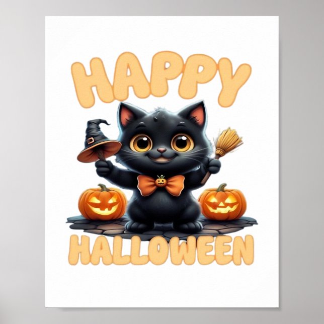 Affiche Ghost Cat Tee, Chemise Halloween, Éffrayante migno (Devant)