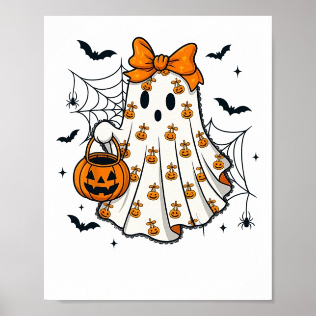 Affiche Ghost Coquette Éffrayant Halloween Citrouille Trea (Devant)