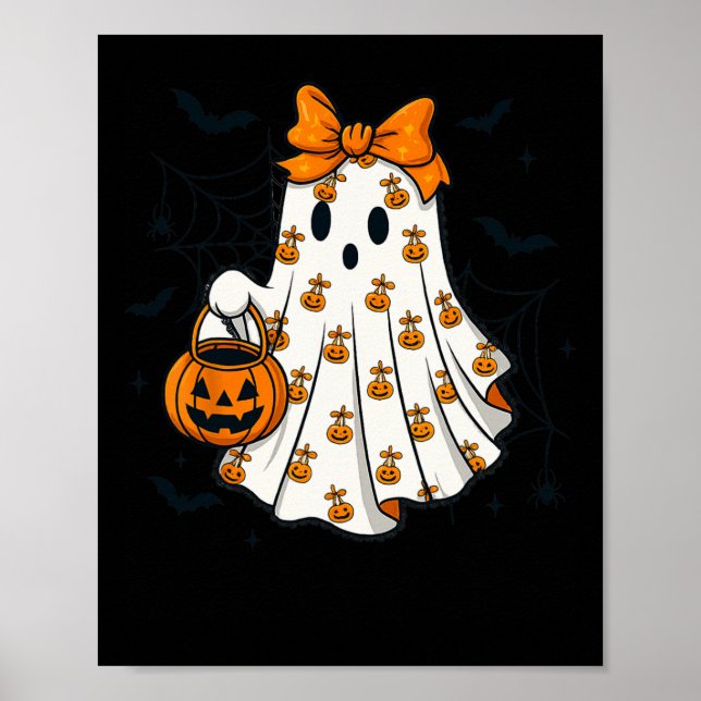 Affiche Ghost Coquette Éffrayant Halloween Citrouille Trea (Devant)
