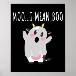 Affiche Ghost Cow Moo I Signifie Boo Halloween Cadeau