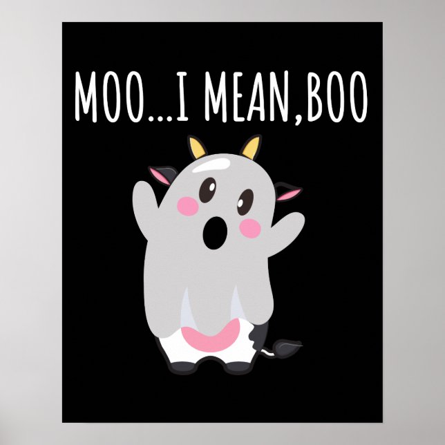Affiche Ghost Cow Moo I Signifie Boo Halloween Cadeau (Devant)