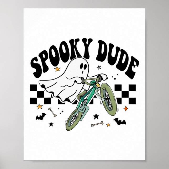 Affiche Ghost Cyclisme Vélo Retro Halloween Party C (Devant)
