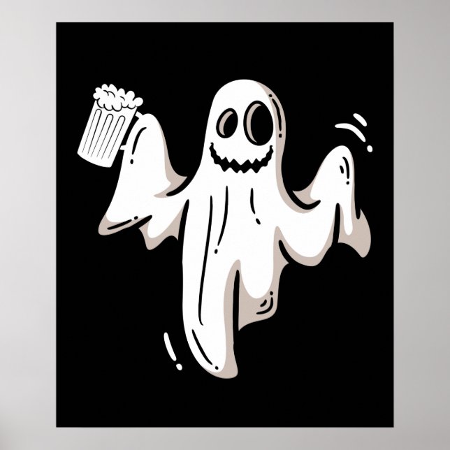 Affiche Ghost Drink Beer Drôle Halloween (Devant)