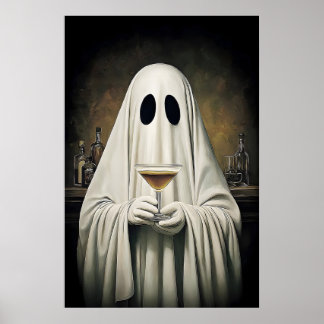 Affiche Ghost Drinking Cocktail Espresso Martini Print