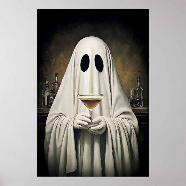 Affiche Ghost Drinking Cocktail Espresso Martini Print (Devant)