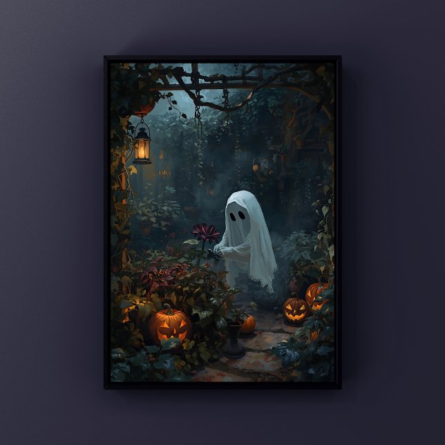 Affiche Ghost Gardener Dark Garden Cosy Halloween (Spooky Ghost Gardener Enchanted Halloween Garden Wall Art)