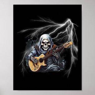 Affiche Ghost Guitar Cool Guitare Joueur Squelette Mains G