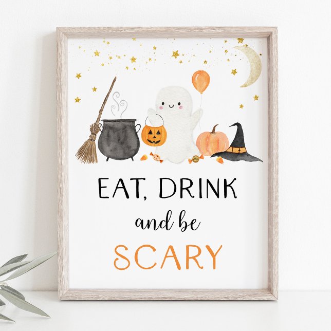 Affiche Ghost Halloween Manger Boire Be Scène de fête d'ho (Créateur téléchargé)