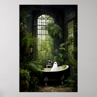 Affiche Ghost In Bathtub Botanical Print, Dark Academia