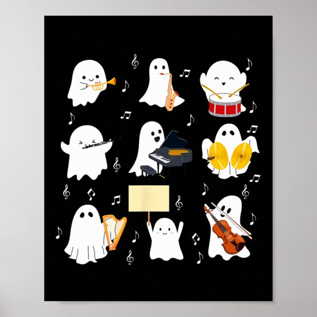 Affiche Ghost Jouer Instruments De Musique Halloween Musiq (Devant)