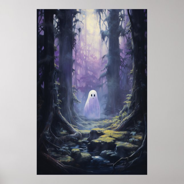 Affiche Ghost mignon perdu dans la forêt Éffrayante (Devant)