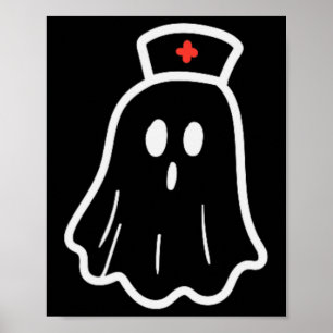 Affiche Ghost Nurse Halloween Costume Retro Fall Scrub Top