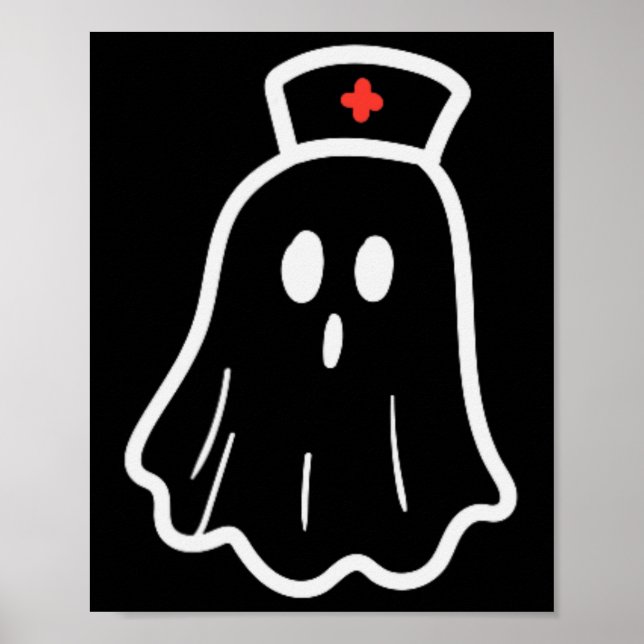 Affiche Ghost Nurse Halloween Costume Retro Fall Scrub Top (Devant)